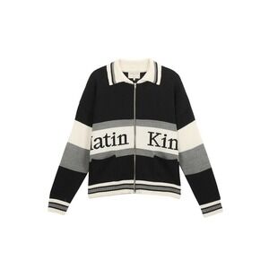 Matin Kim Black Spell Collar Zip-Up Oversized Cardigan OS Minimalist Designer